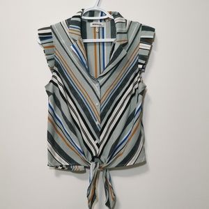 Free add on item - Striped button down blouse